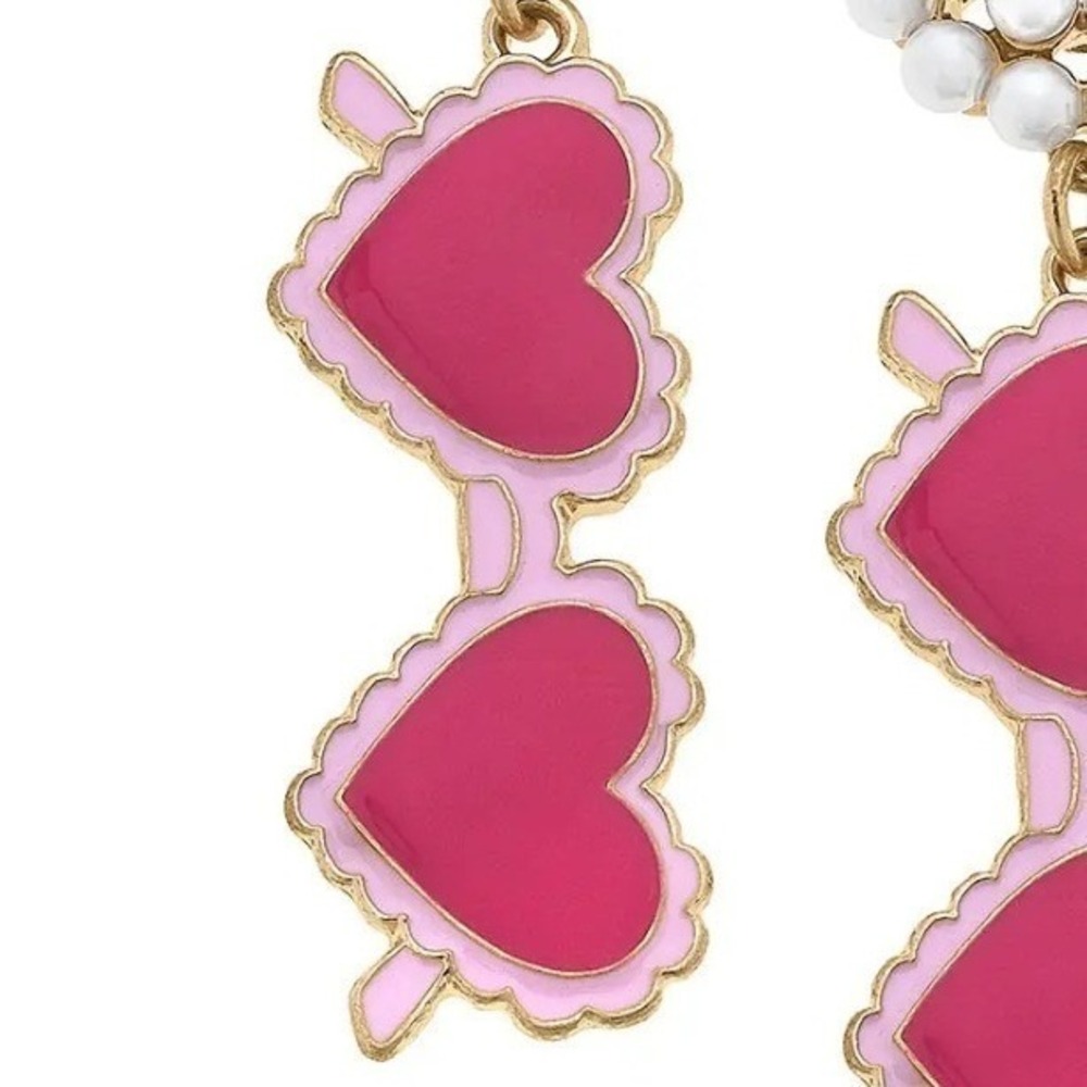 CANVAS STYLE Charming Heart Sunglasses Dangle Earrings Faux Pearl Stud NWT - Picture 2 of 5